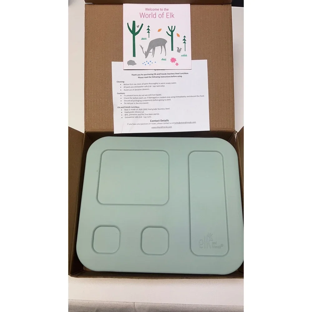 Elk and Friends Stainless Steel Sage Bento Lunchbox Kids Bariatric Eco Friendly